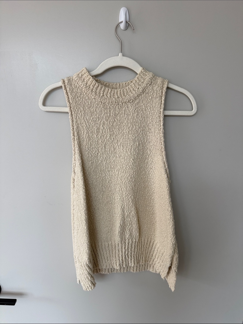Cream Knit Sleeveless Mock Neck Camisole